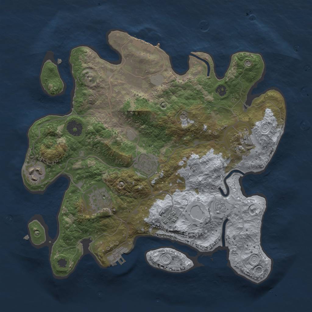 Rust Map: Procedural Map, Size: 3000, Seed: 24532546, 12 Monuments