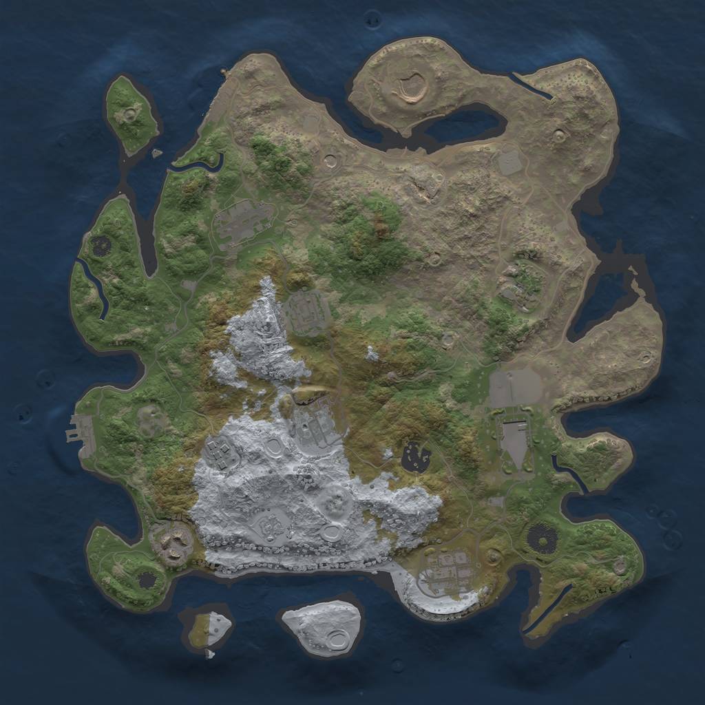 Rust Map: Procedural Map, Size: 3500, Seed: 147127770, 17 Monuments