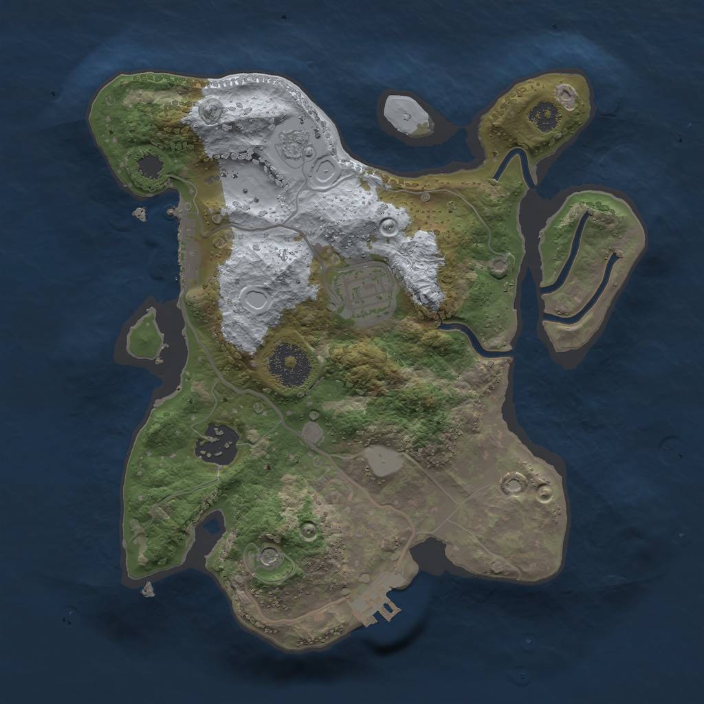 Rust Map: Procedural Map, Size: 2500, Seed: 5392605, 9 Monuments