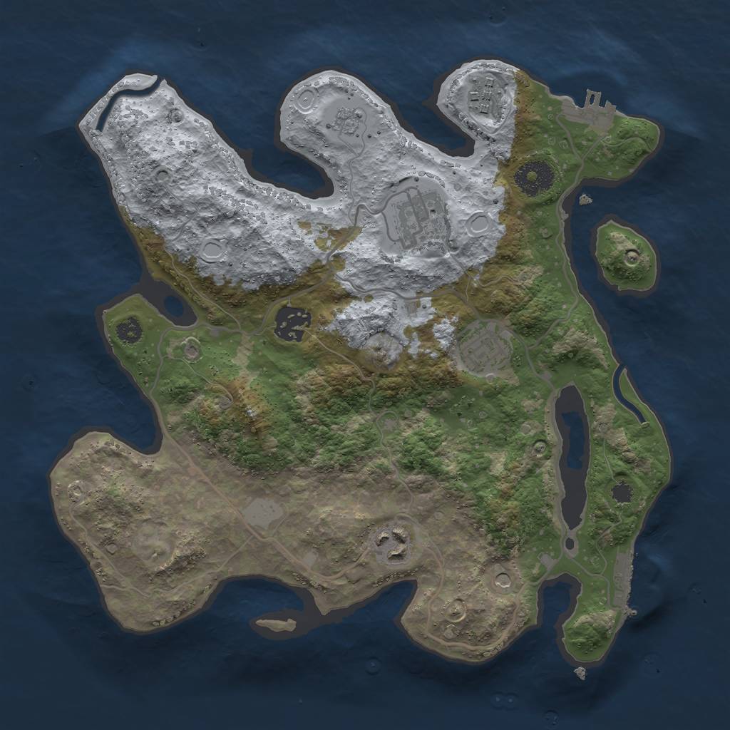 Rust Map: Procedural Map, Size: 3000, Seed: 52167, 12 Monuments