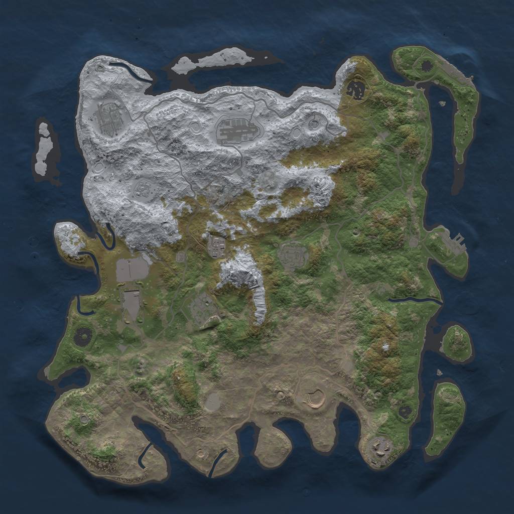 Rust Map: Procedural Map, Size: 4050, Seed: 1238201997, 16 Monuments