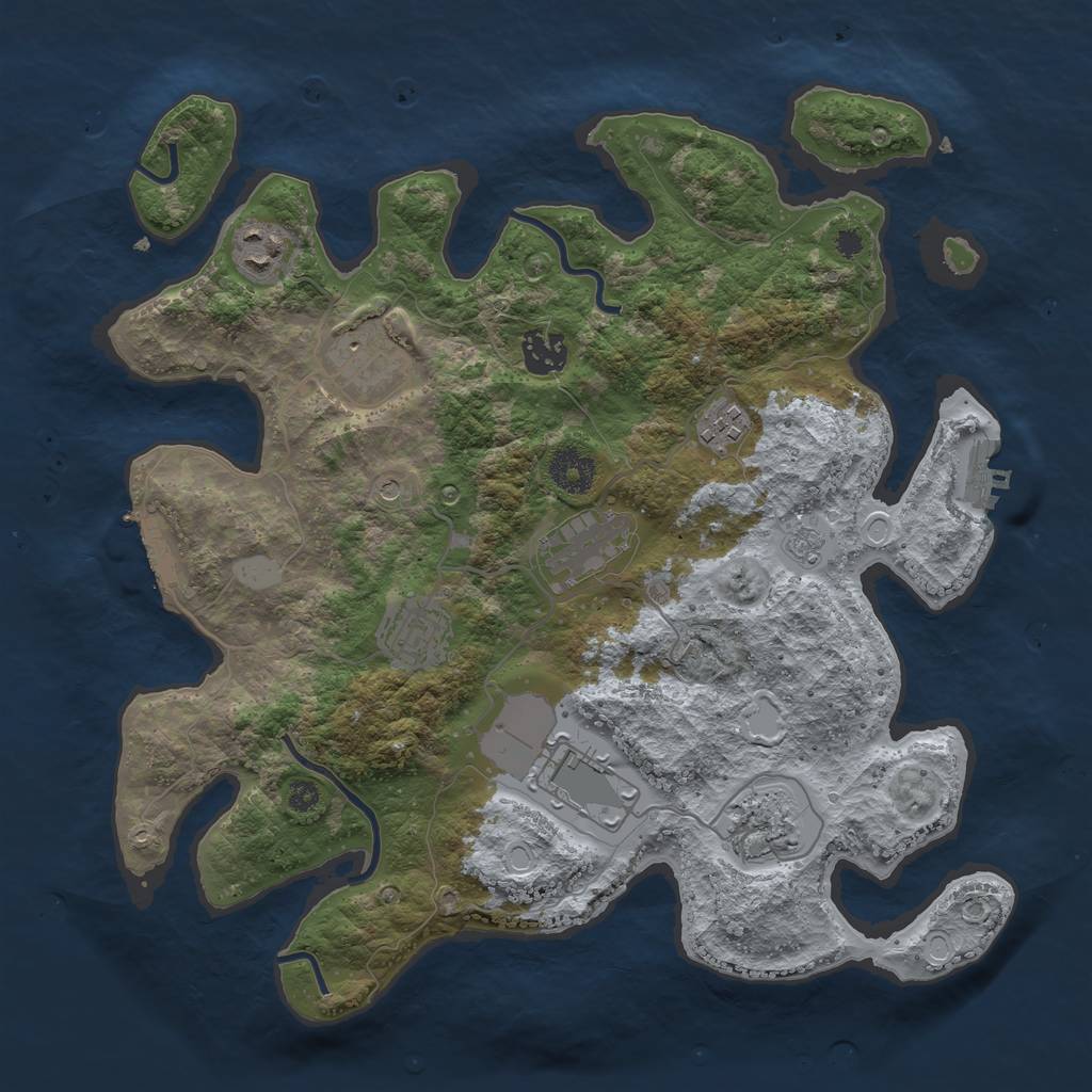 Rust Map: Procedural Map, Size: 3500, Seed: 1188262964, 15 Monuments