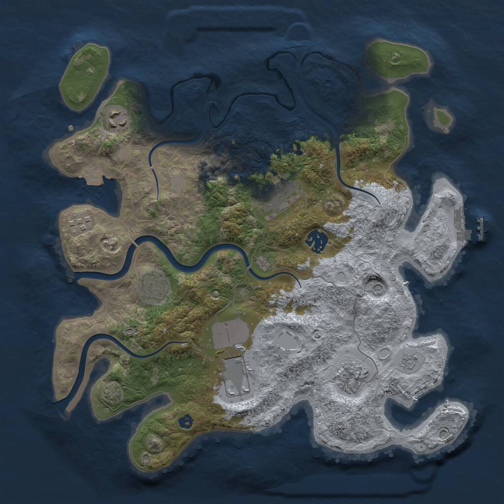 Rust Map: Procedural Map, Size: 3500, Seed: 1188262964, 12 Monuments
