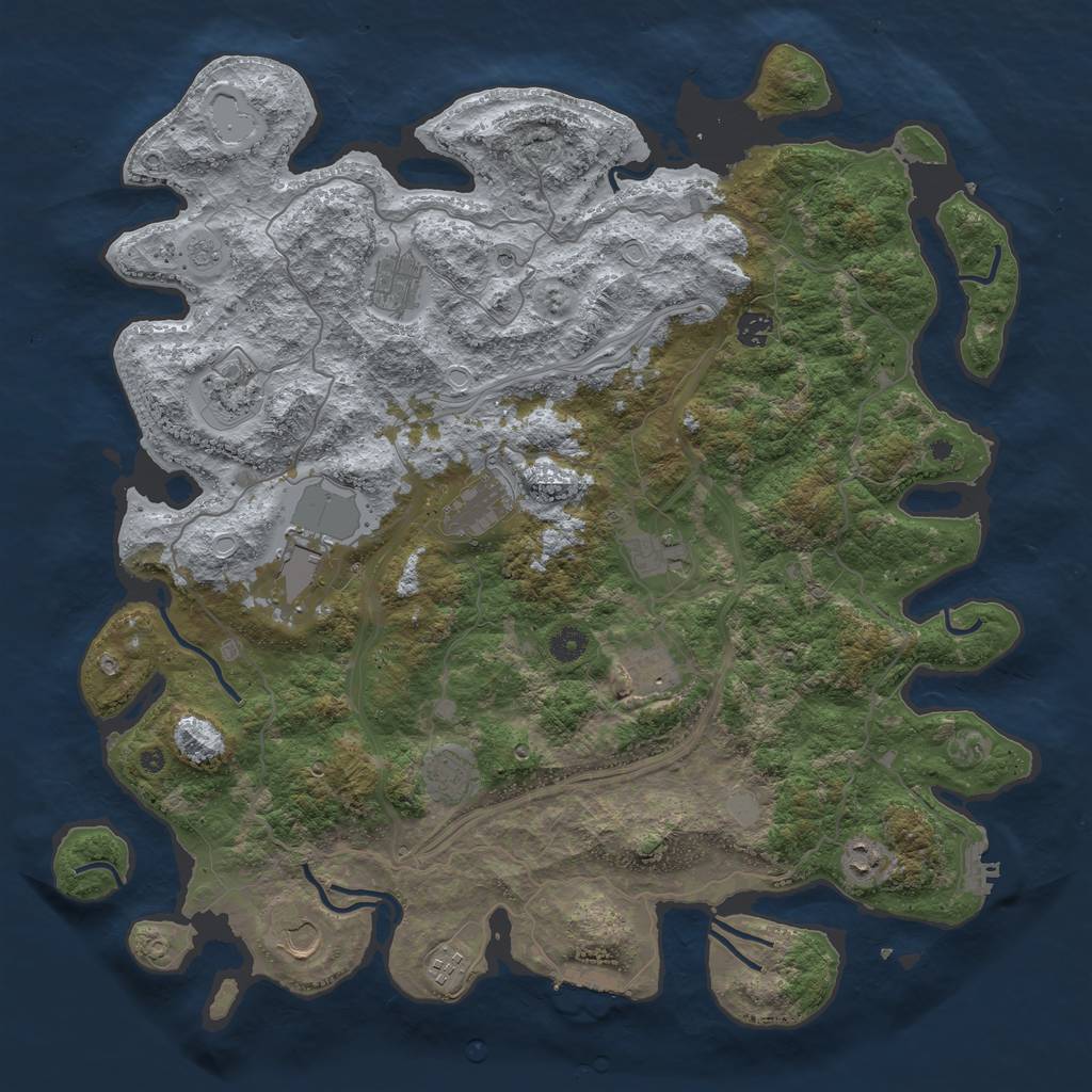 Rust Map: Procedural Map, Size: 4500, Seed: 516982448, 18 Monuments
