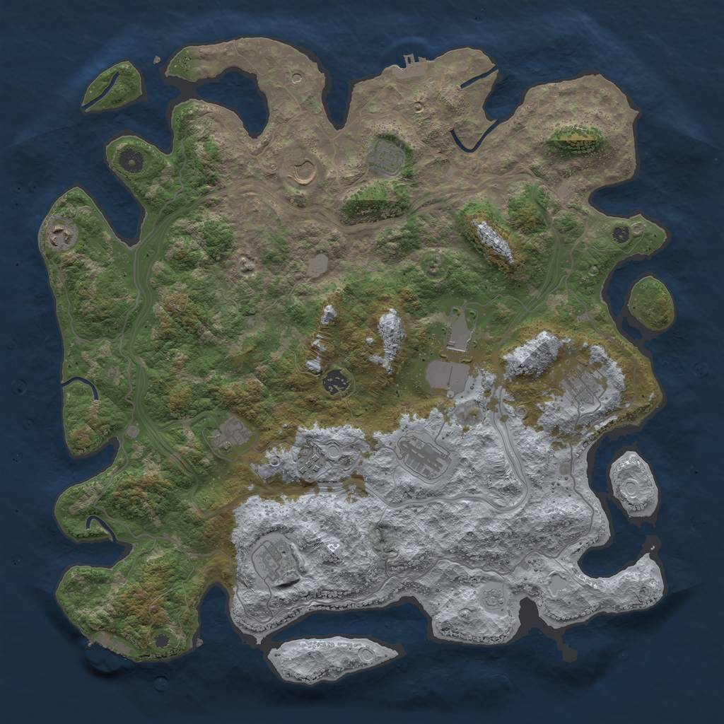Rust Map: Procedural Map, Size: 4500, Seed: 1917820430, 17 Monuments