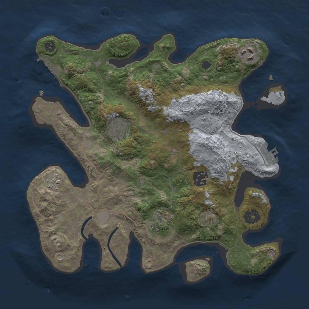Rust Map: Procedural Map, Size: 3000, Seed: 180803, 11 Monuments