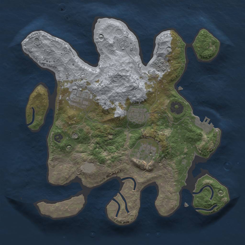 Rust Map: Procedural Map, Size: 2750, Seed: 941577386, 9 Monuments