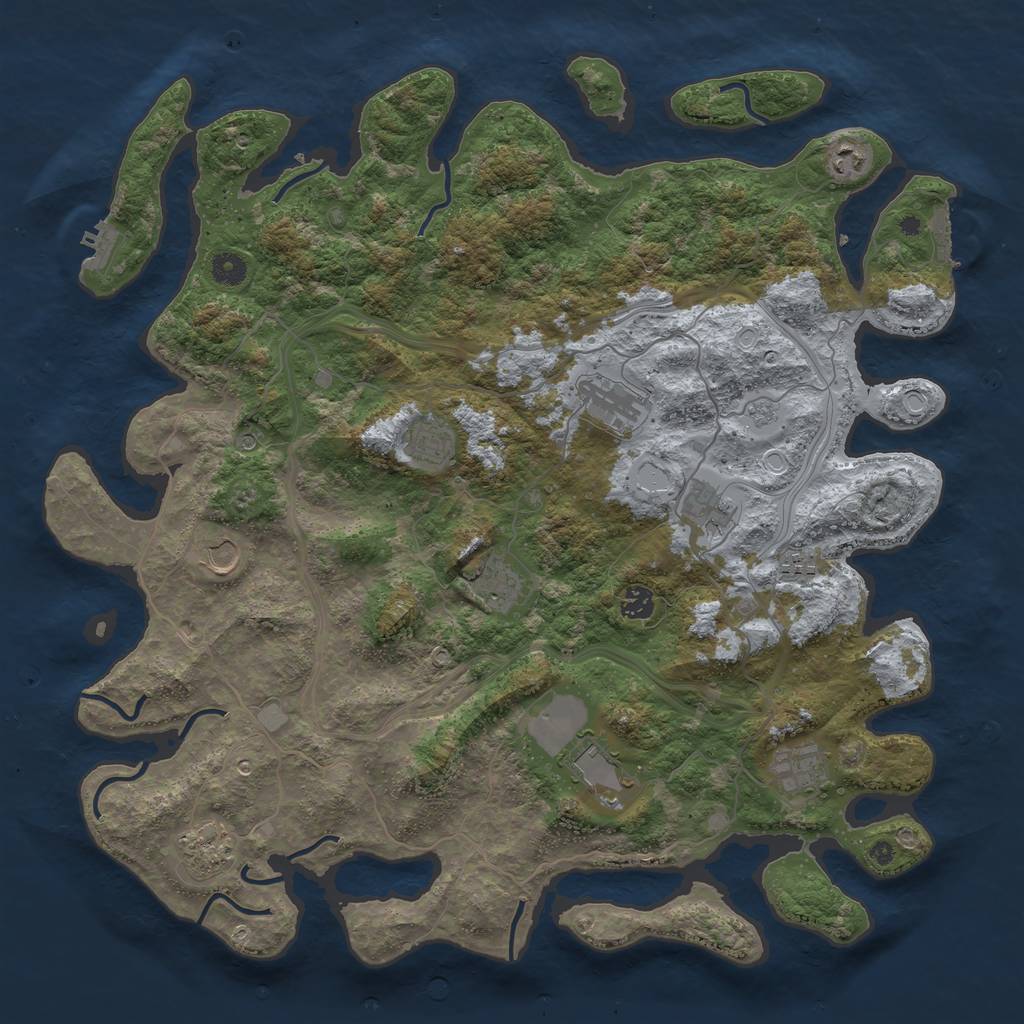 Rust Map: Procedural Map, Size: 4500, Seed: 1192, 18 Monuments