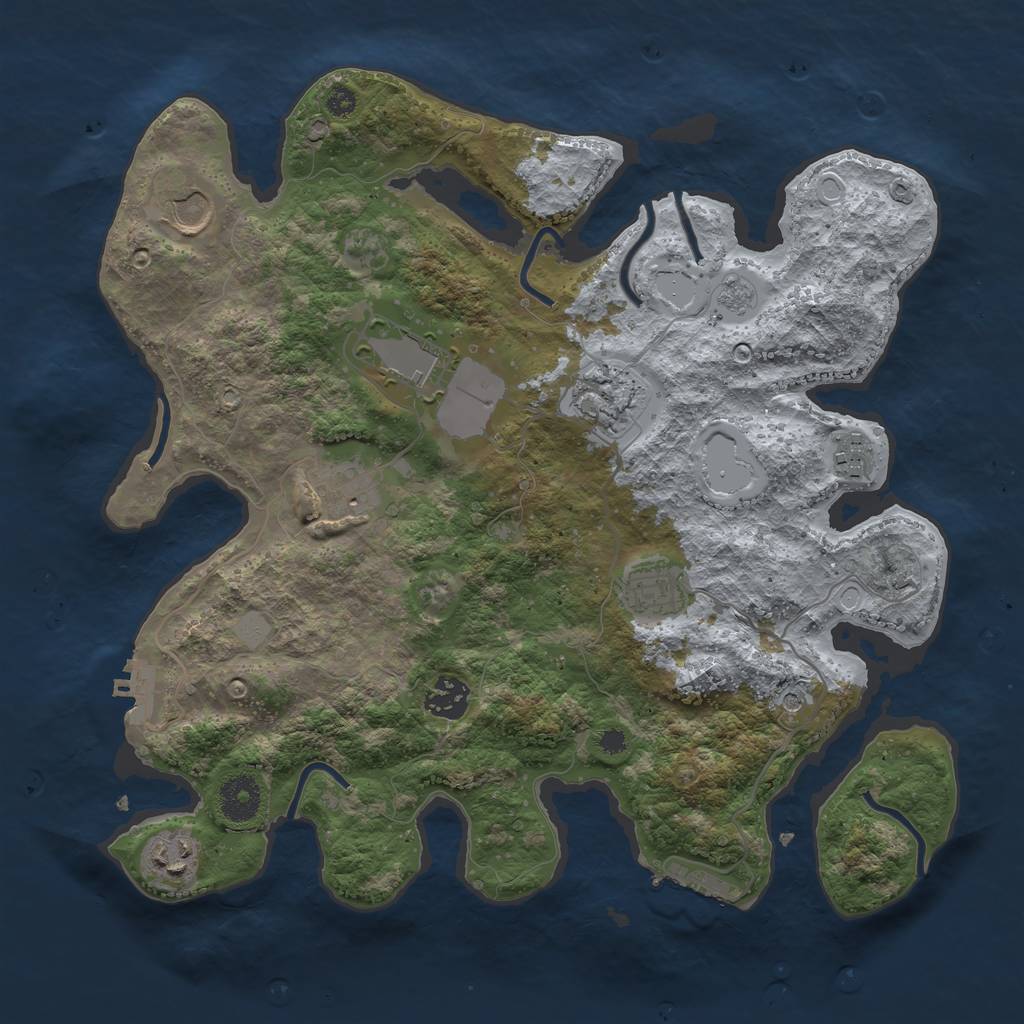 Rust Map: Procedural Map, Size: 3500, Seed: 2090928861, 15 Monuments