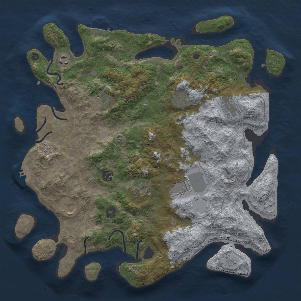 Rust Map: Procedural Map, Size: 4000, Seed: 1743610495, 16 Monuments