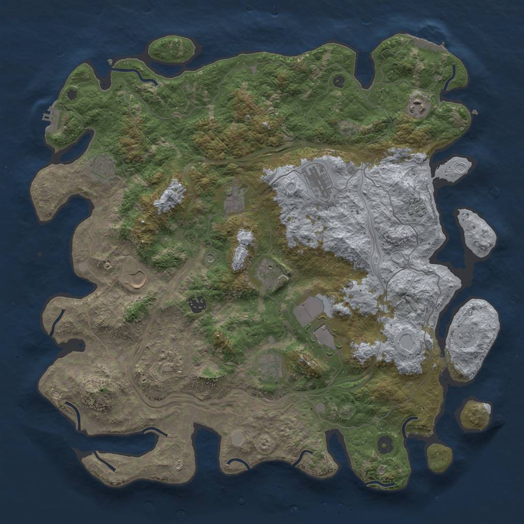 Rust Map: Procedural Map, Size: 4500, Seed: 108, 18 Monuments