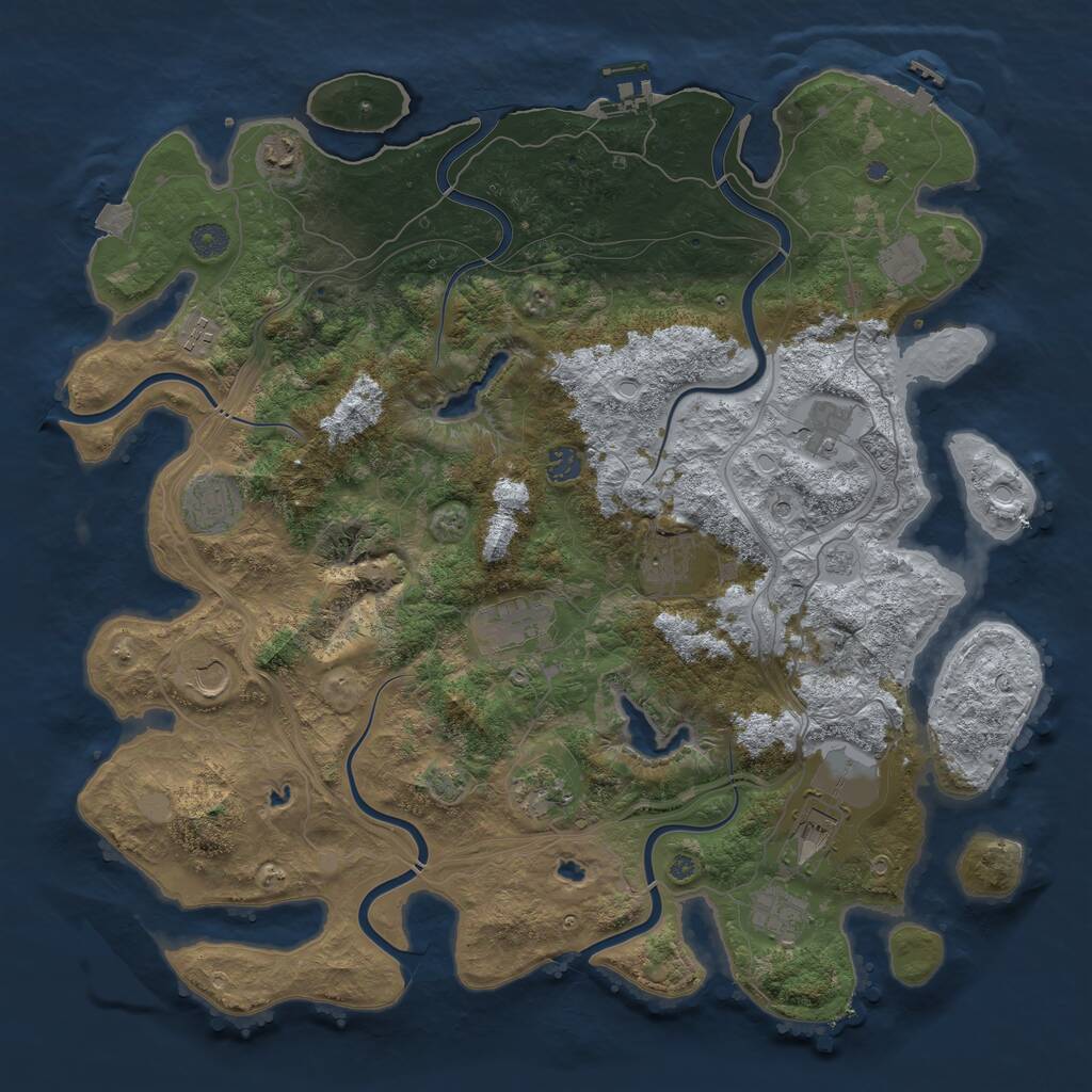 Rust Map: Procedural Map, Size: 4500, Seed: 108, 19 Monuments