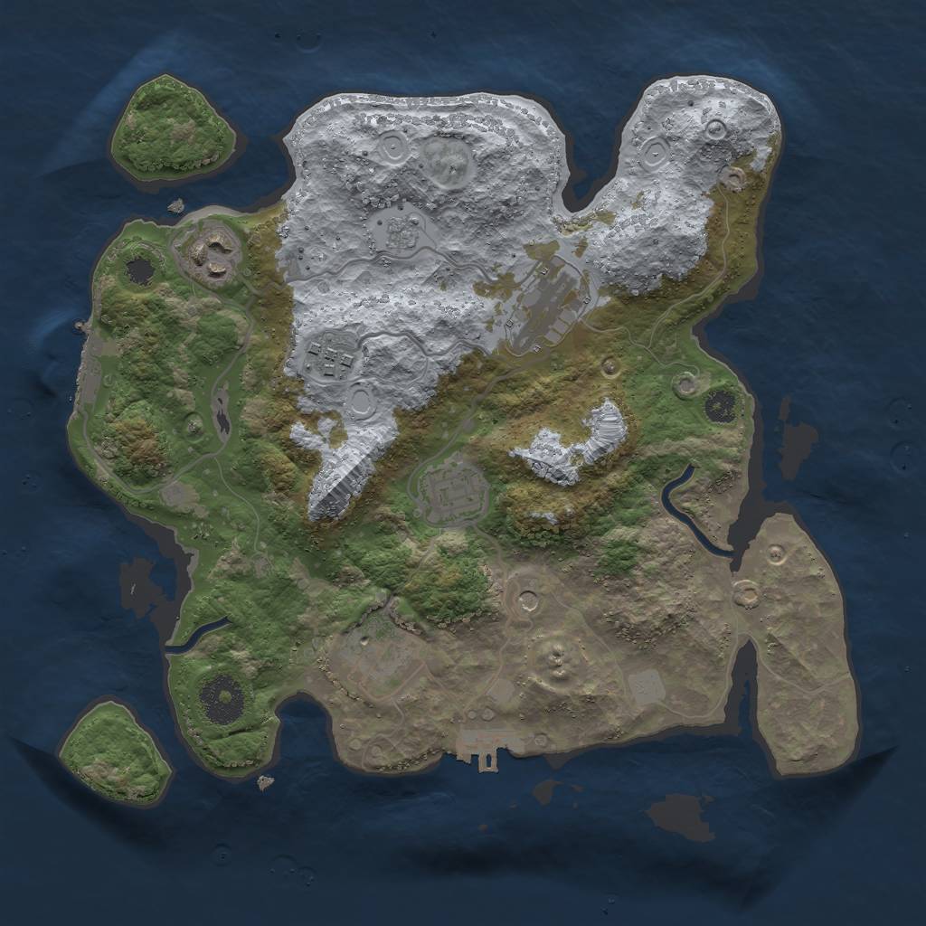 Rust Map: Procedural Map, Size: 3000, Seed: 46070632, 12 Monuments