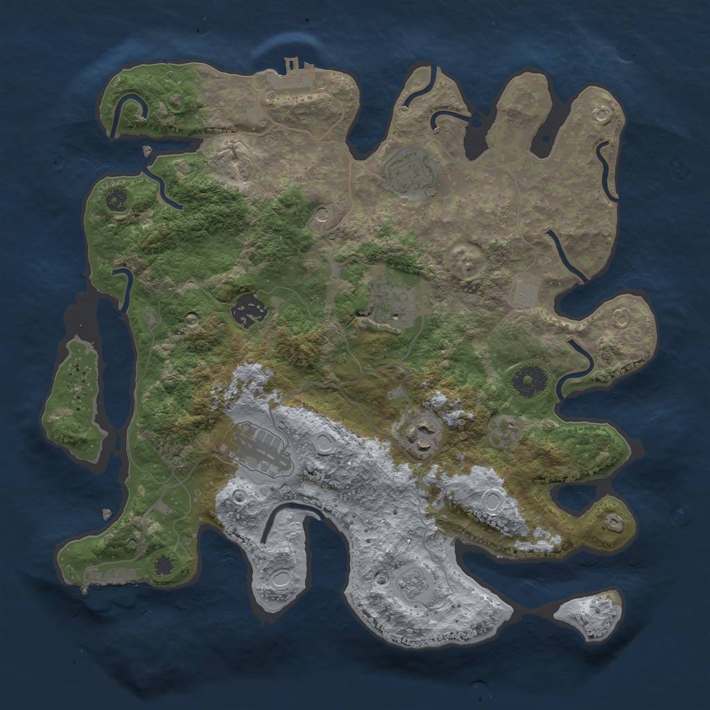 Rust Map: Procedural Map, Size: 3250, Seed: 156841929, 12 Monuments
