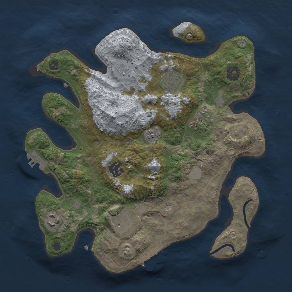 Rust Map: Procedural Map, Size: 3000, Seed: 720805258, 13 Monuments