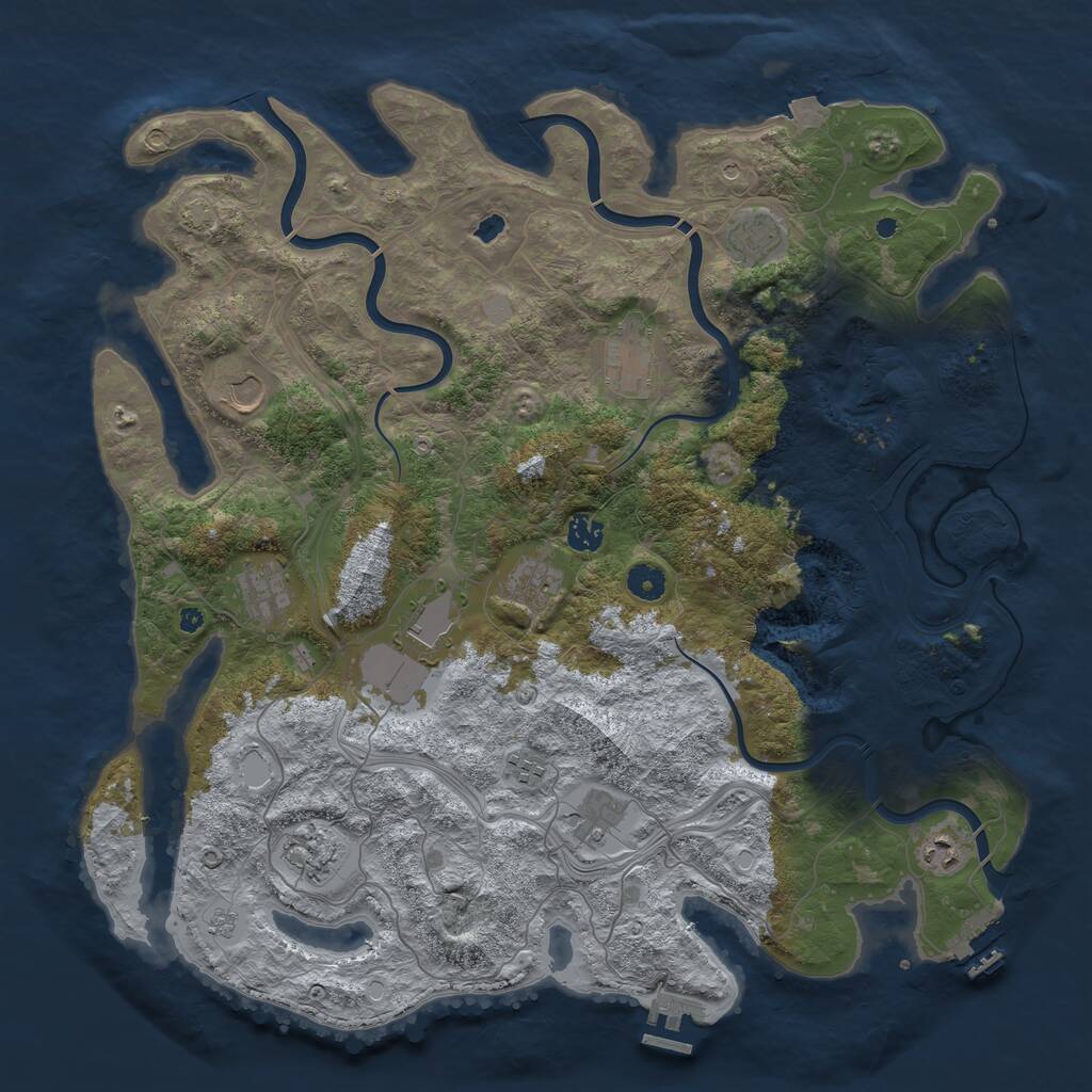 Rust Map: Procedural Map, Size: 4400, Seed: 974168218, 17 Monuments