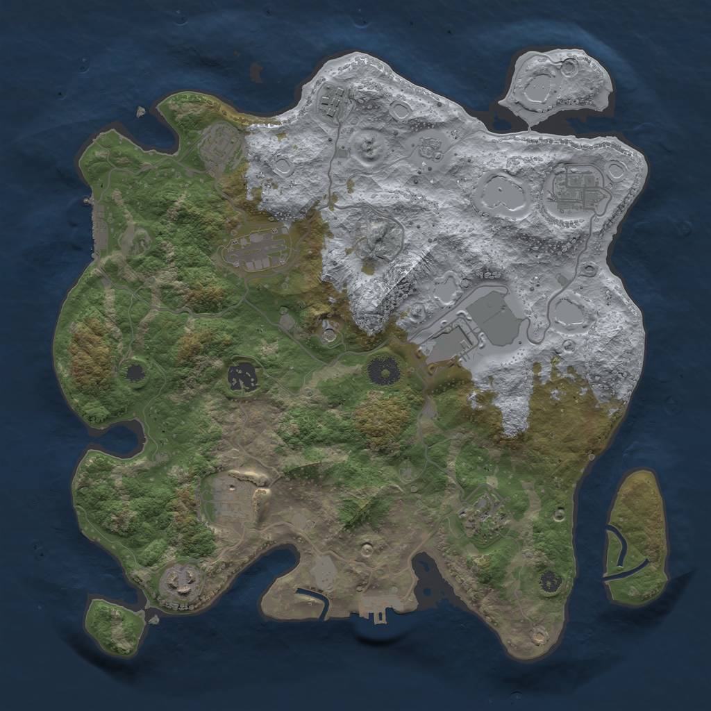 Rust Map: Procedural Map, Size: 3501, Seed: 1988199949, 16 Monuments