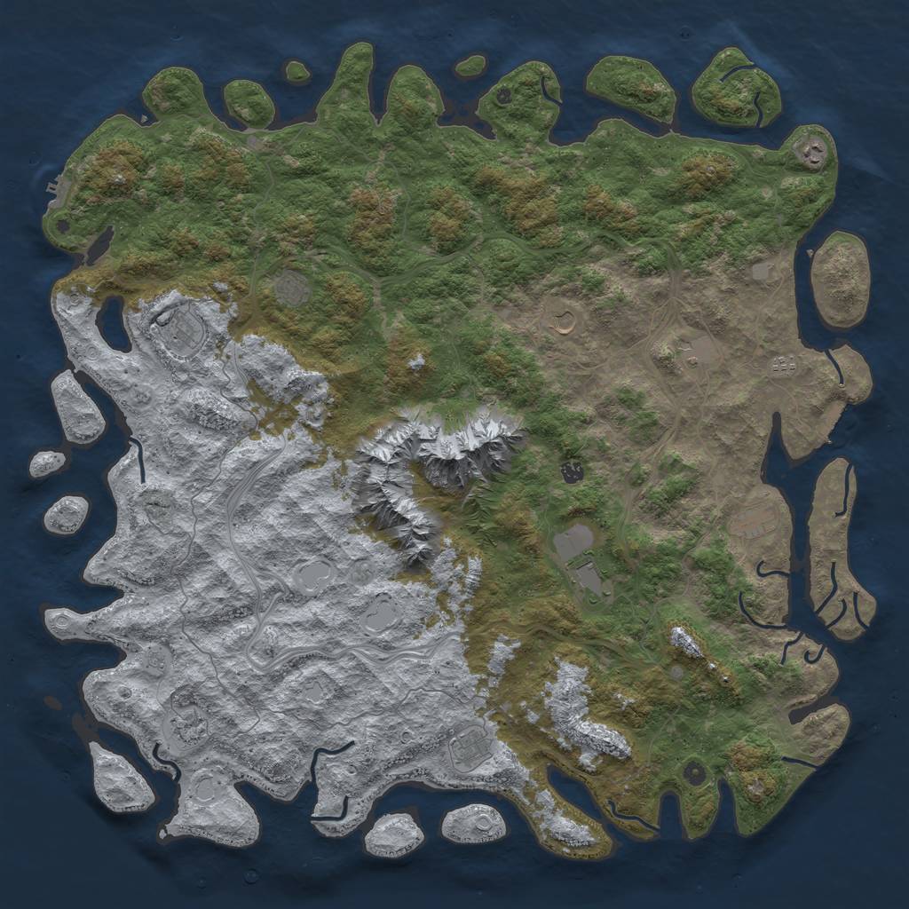 Rust Map: Procedural Map, Size: 6000, Seed: 65491984, 18 Monuments