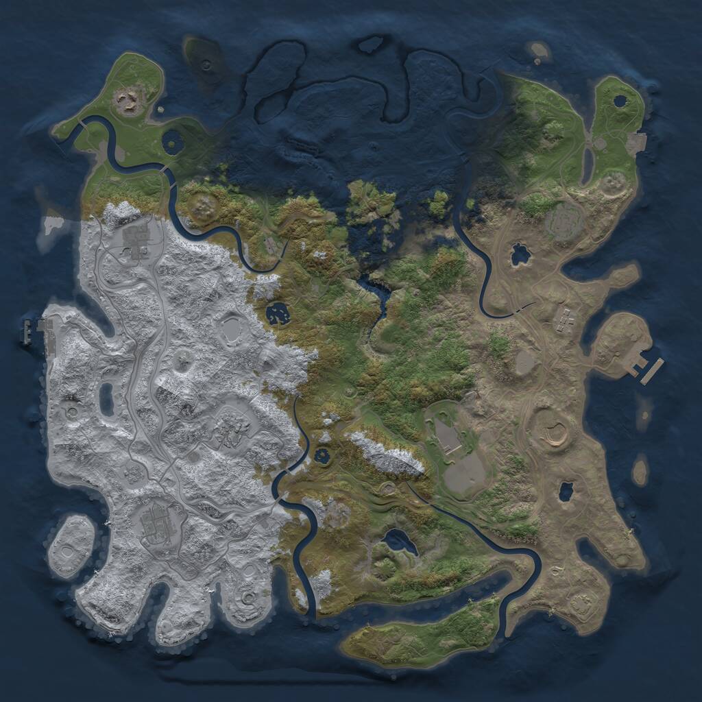 Rust Map: Procedural Map, Size: 4500, Seed: 2083546549, 16 Monuments
