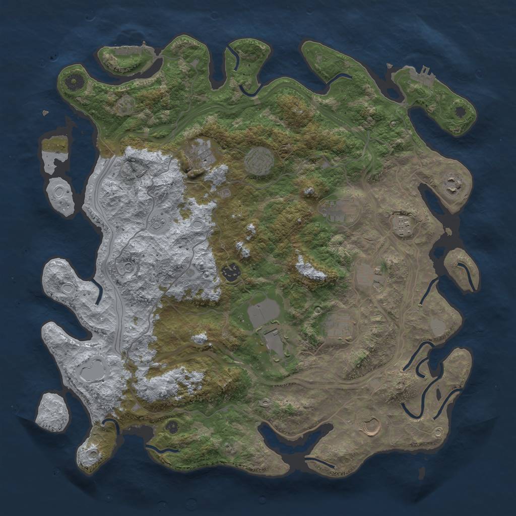 Rust Map: Procedural Map, Size: 4300, Seed: 5484321, 17 Monuments