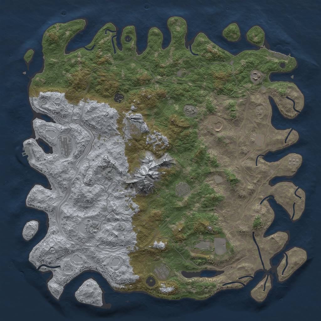 Rust Map: Procedural Map, Size: 5000, Seed: 1672635753, 18 Monuments