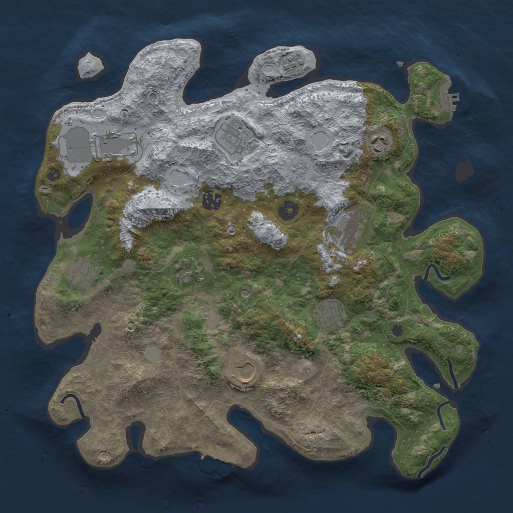 Rust Map: Procedural Map, Size: 3800, Seed: 1151537896, 17 Monuments