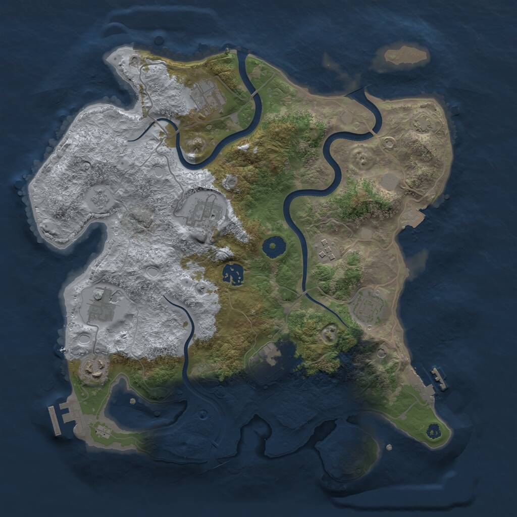 Rust Map: Procedural Map, Size: 3500, Seed: 7743, 14 Monuments