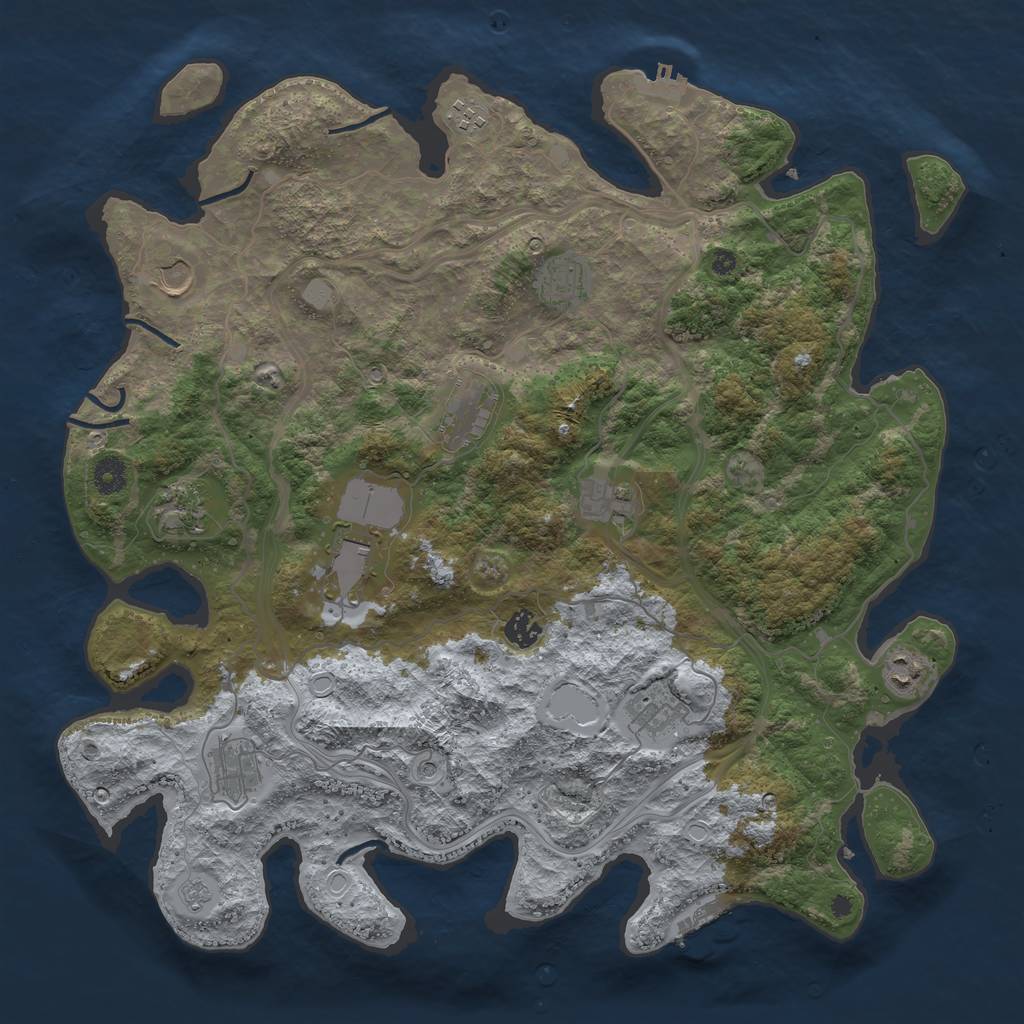 Rust Map: Procedural Map, Size: 4250, Seed: 849695900, 18 Monuments