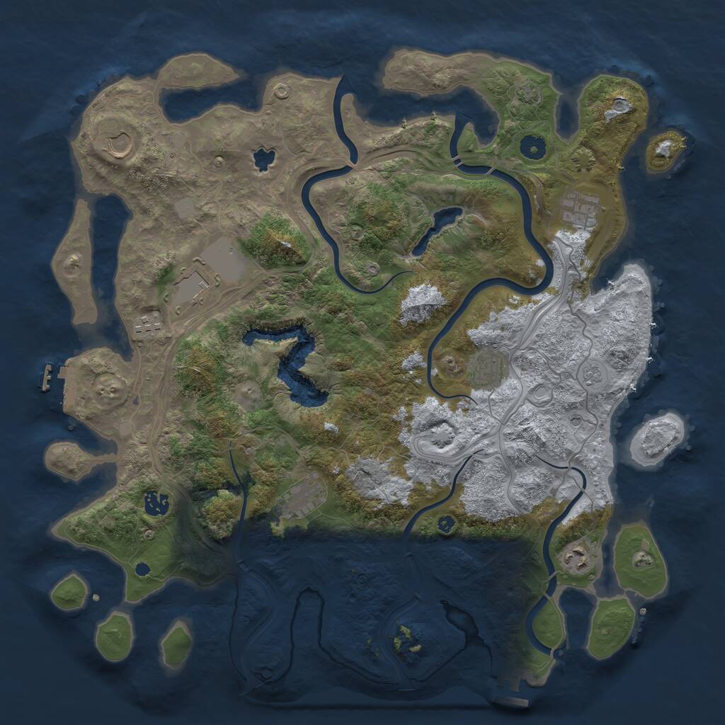 Rust Map: Procedural Map, Size: 4250, Seed: 908232547, 14 Monuments