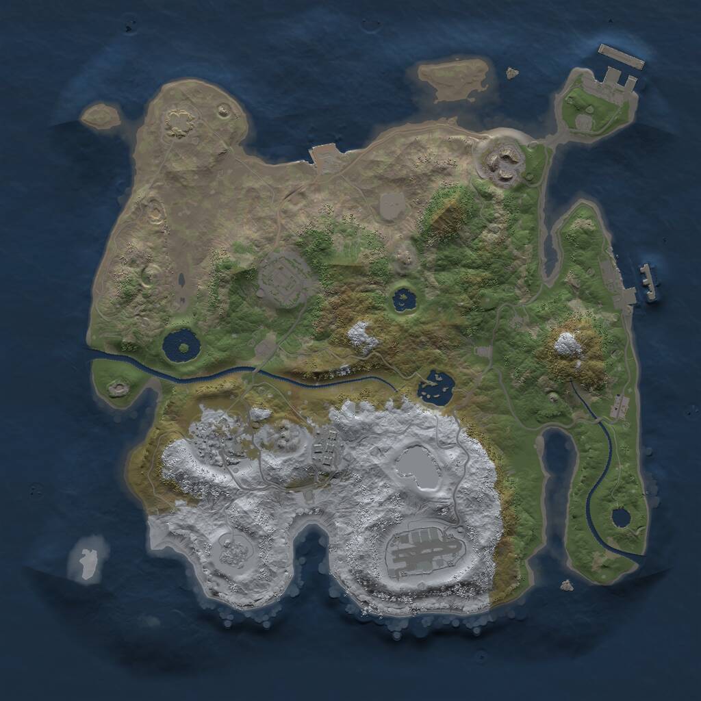 Rust Map: Procedural Map, Size: 3000, Seed: 1705153499, 11 Monuments