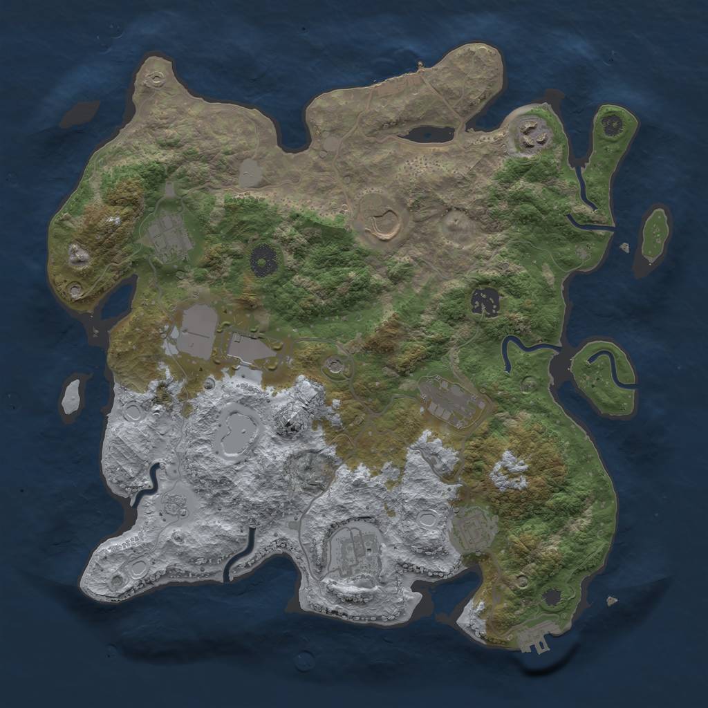 Rust Map: Procedural Map, Size: 3500, Seed: 36833333, 15 Monuments