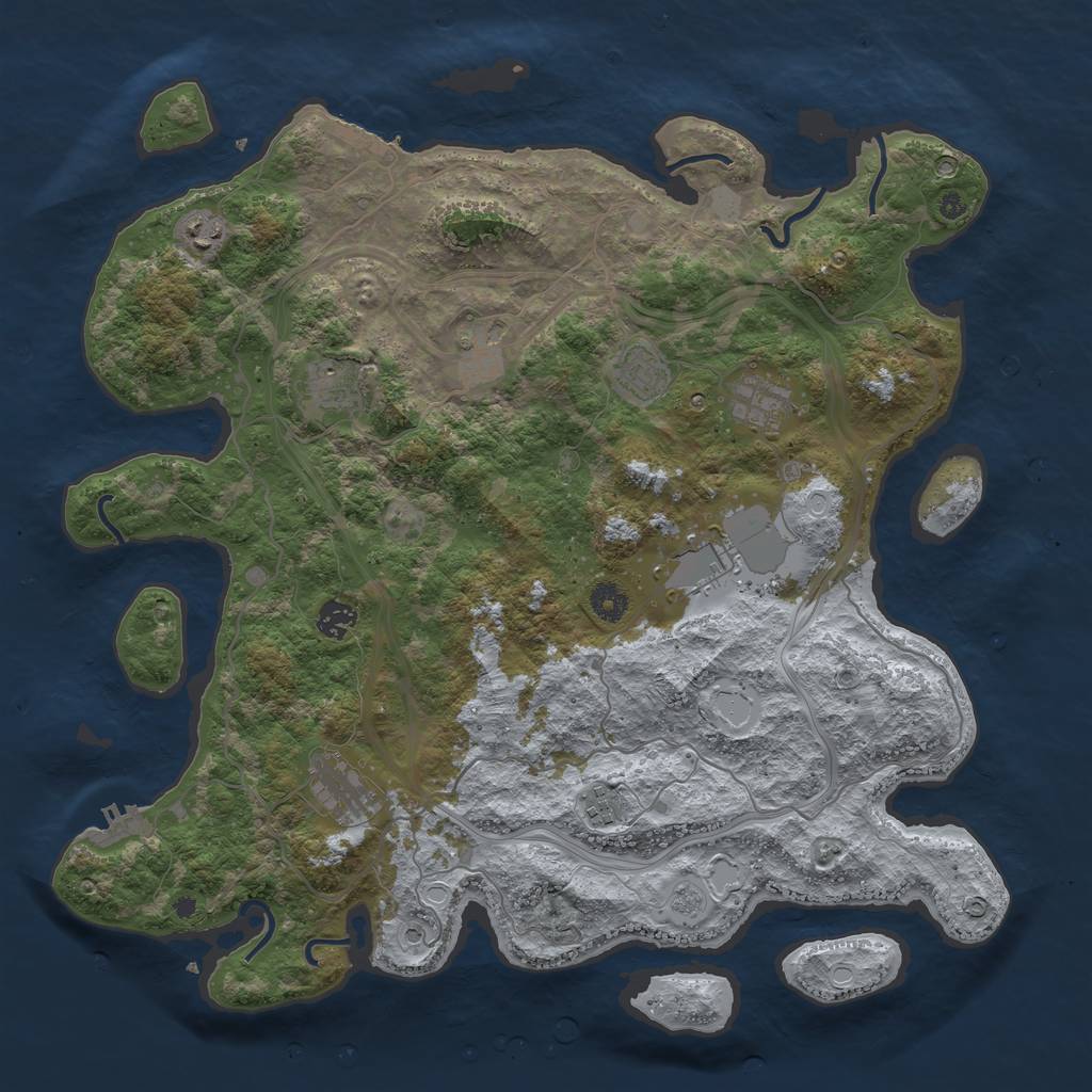Rust Map: Procedural Map, Size: 4250, Seed: 14022023, 16 Monuments