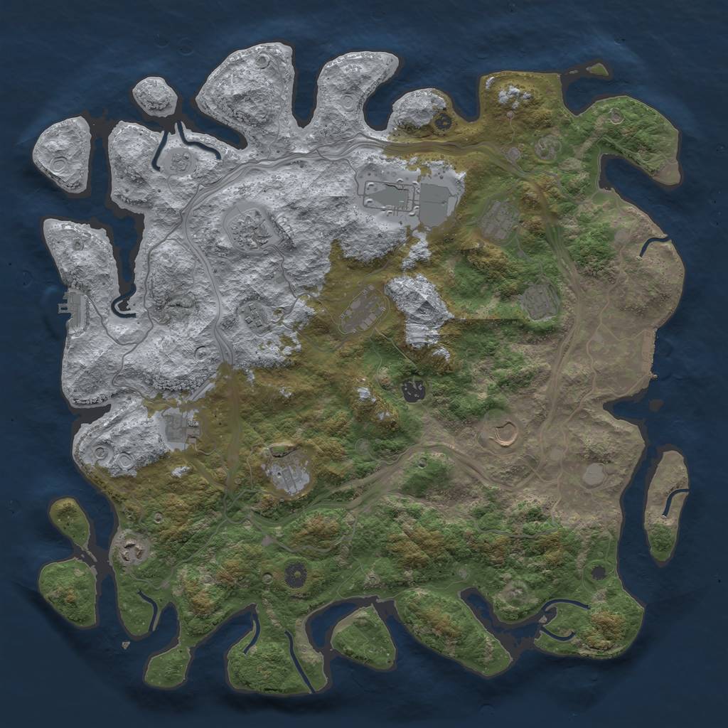 Rust Map: Procedural Map, Size: 4500, Seed: 1193115202, 18 Monuments