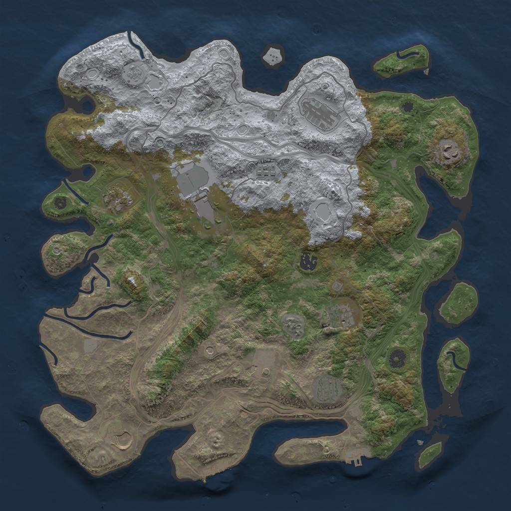 Rust Map: Procedural Map, Size: 4250, Seed: 732586903, 17 Monuments