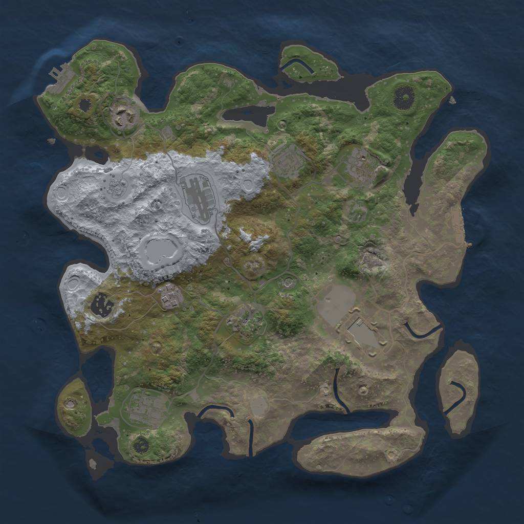Rust Map: Procedural Map, Size: 3500, Seed: 1779145814, 16 Monuments