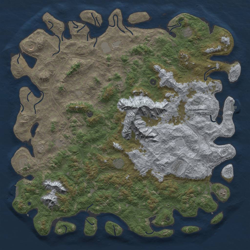 Rust Map: Procedural Map, Size: 6000, Seed: 540172, 18 Monuments