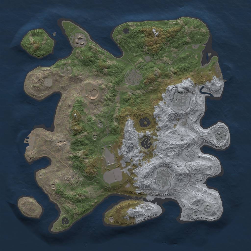 Rust Map: Procedural Map, Size: 3500, Seed: 1414, 16 Monuments