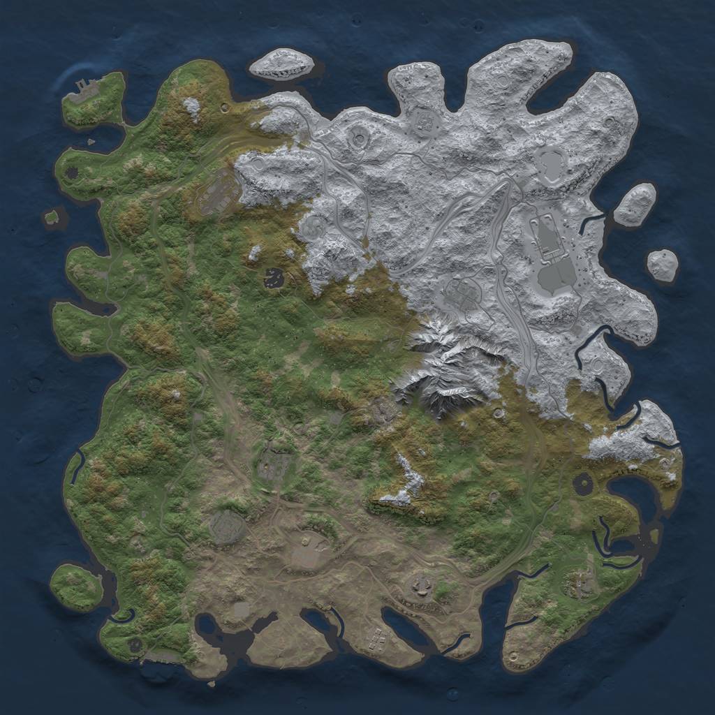 Rust Map: Procedural Map, Size: 5000, Seed: 1381301688, 17 Monuments
