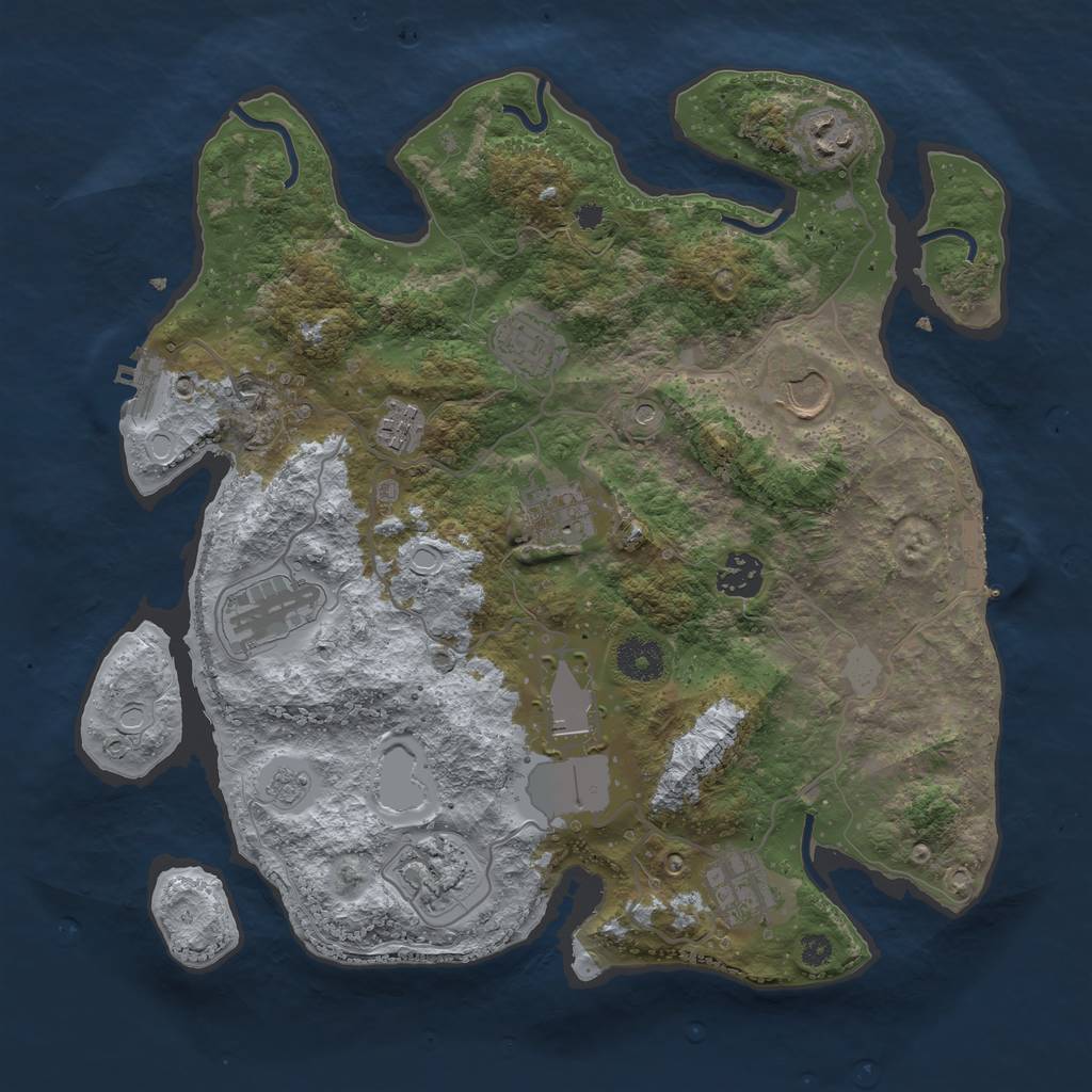 Rust Map: Procedural Map, Size: 3500, Seed: 540941291, 17 Monuments