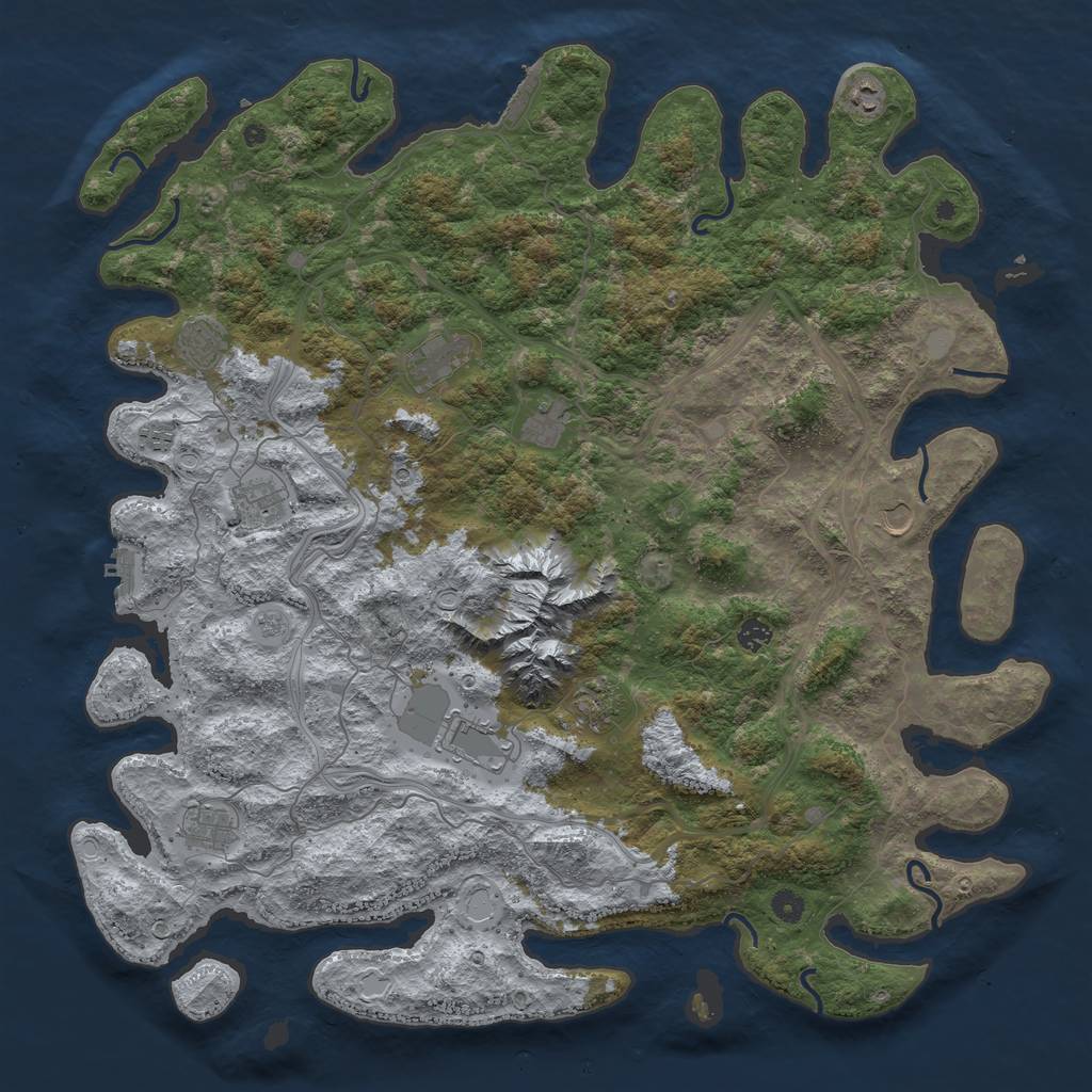 Rust Map: Procedural Map, Size: 5000, Seed: 1980765416, 18 Monuments