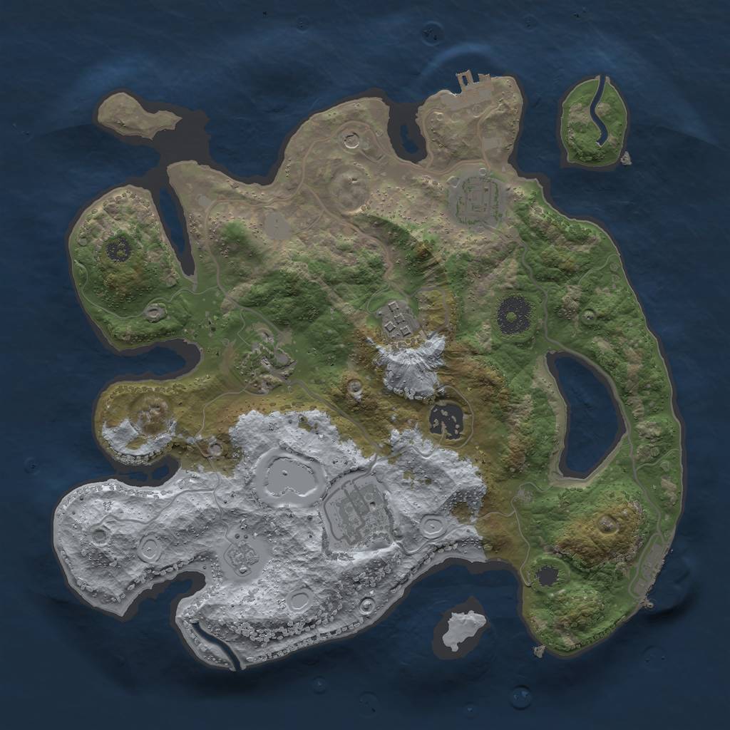 Rust Map: Procedural Map, Size: 3000, Seed: 968299737, 12 Monuments