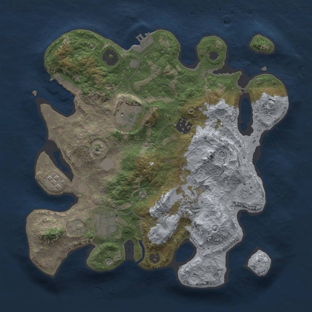 Rust Map: Procedural Map, Size: 3000, Seed: 32351, 12 Monuments
