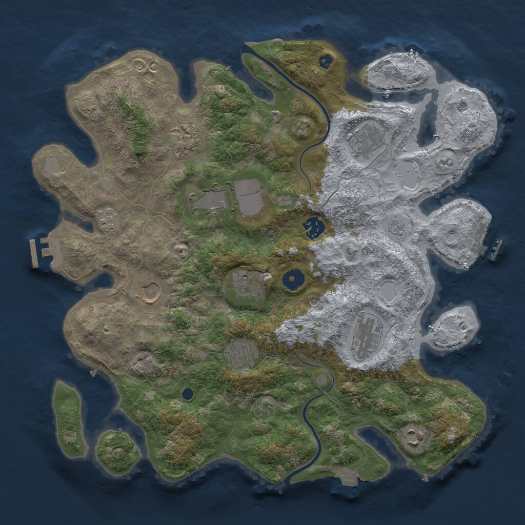 Rust Map: Procedural Map, Size: 3750, Seed: 72284152, 16 Monuments