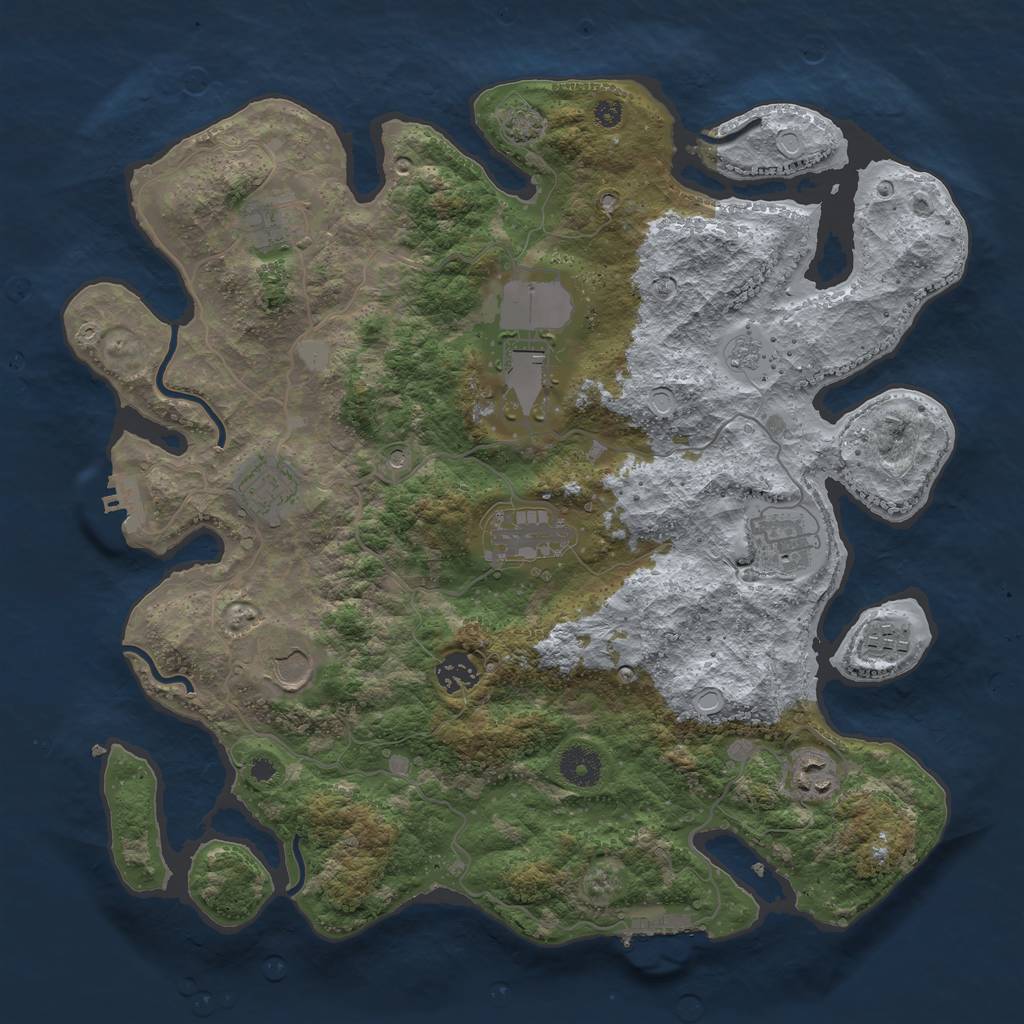 Rust Map: Procedural Map, Size: 3750, Seed: 72284152, 17 Monuments