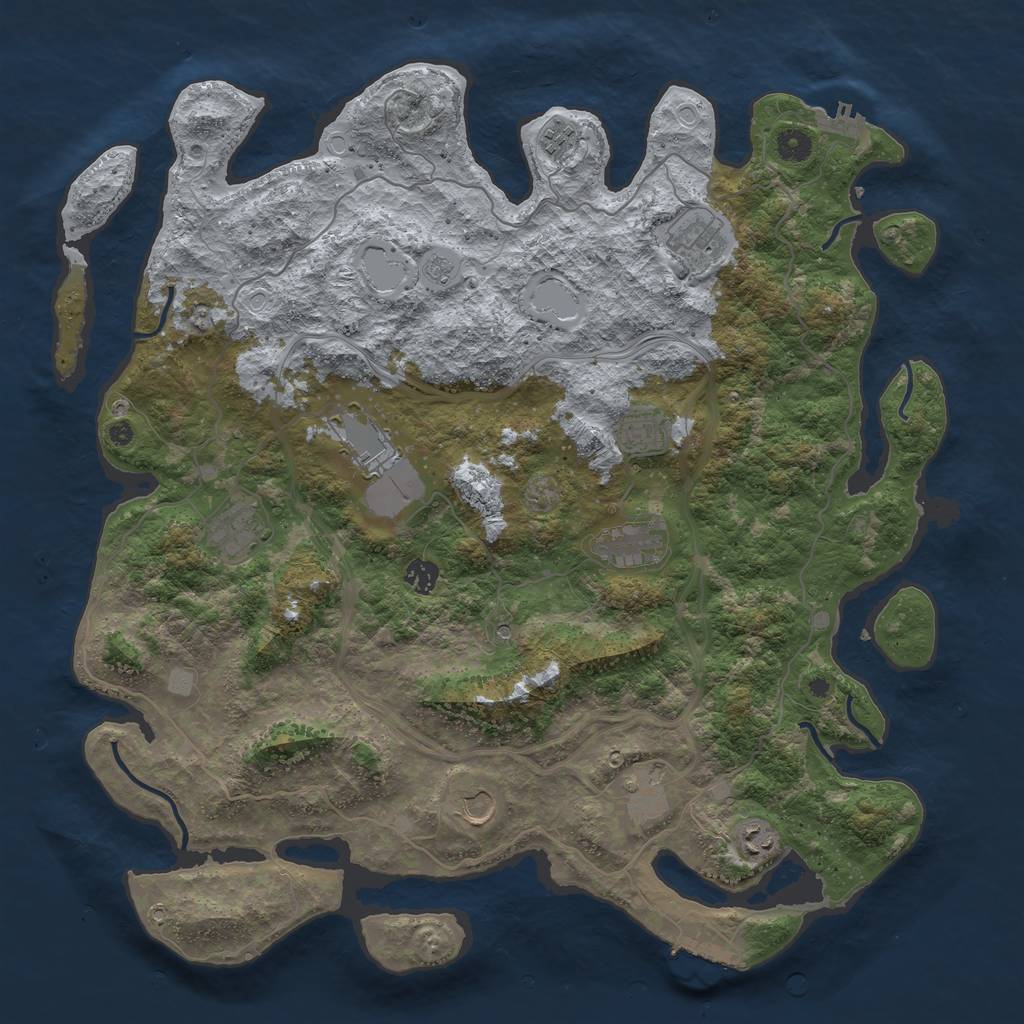 Rust Map: Procedural Map, Size: 4500, Seed: 1078429683, 17 Monuments