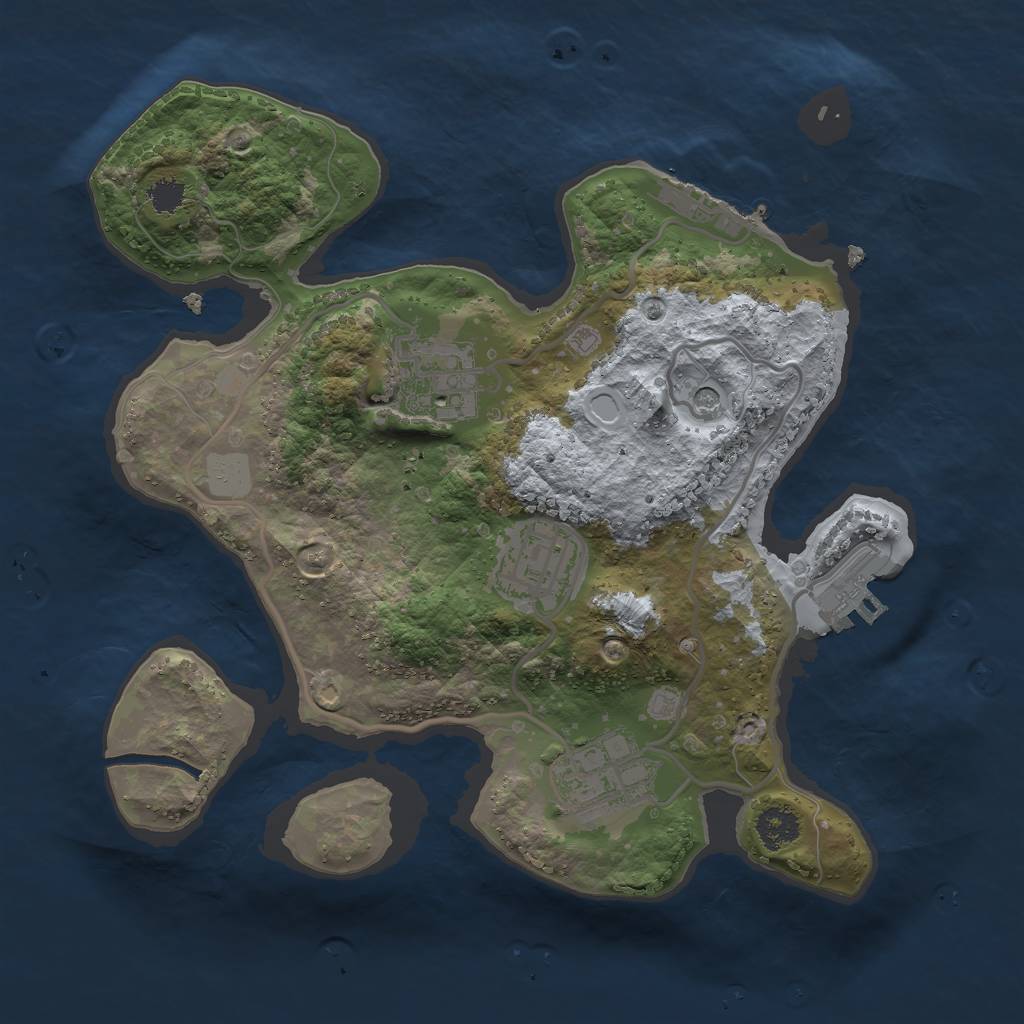 Rust Map: Procedural Map, Size: 2500, Seed: 276923991, 9 Monuments