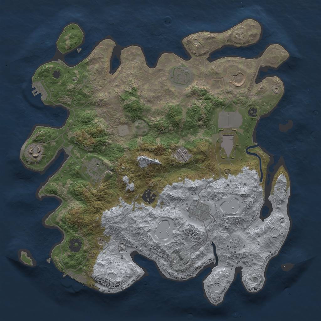 Rust Map: Procedural Map, Size: 3500, Seed: 1454431911, 15 Monuments