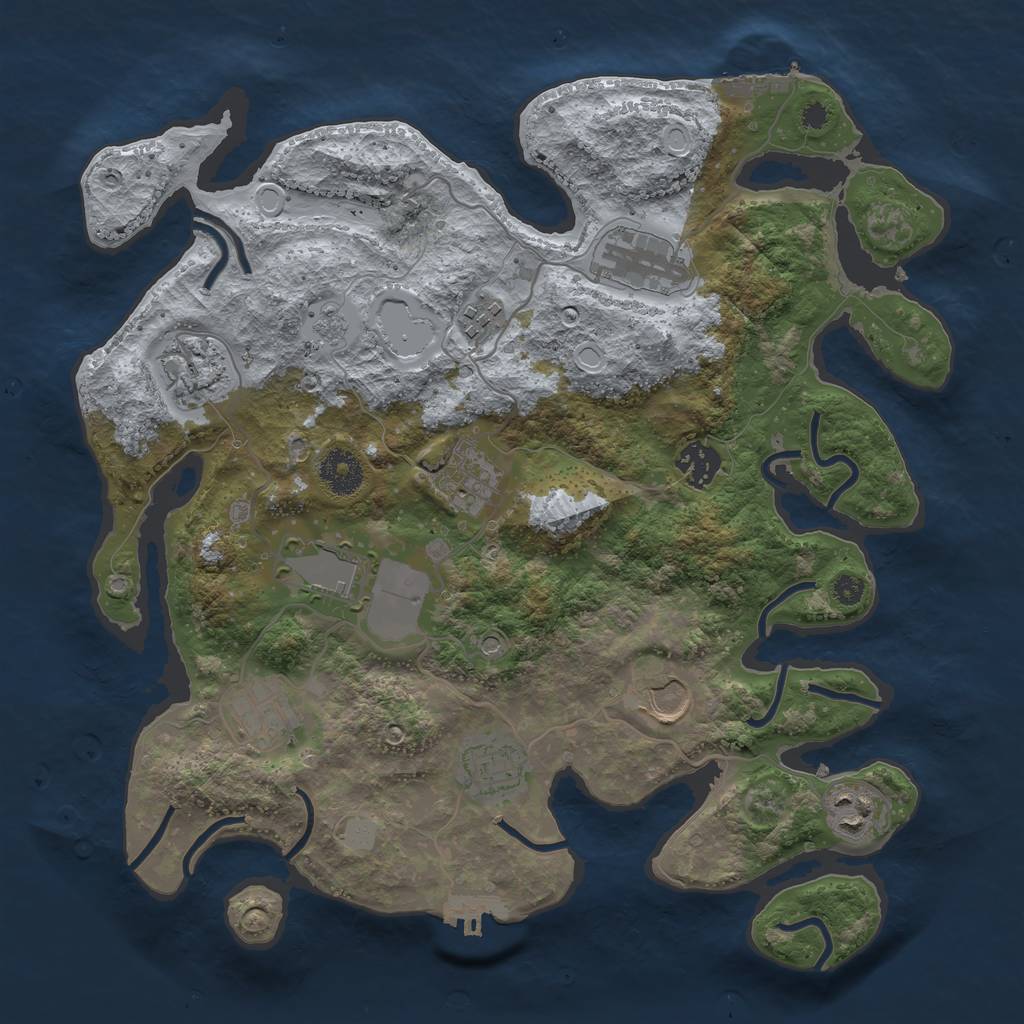 Rust Map: Procedural Map, Size: 3500, Seed: 171760517, 17 Monuments