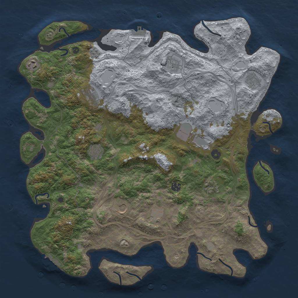 Rust Map: Procedural Map, Size: 4500, Seed: 1326862239, 18 Monuments
