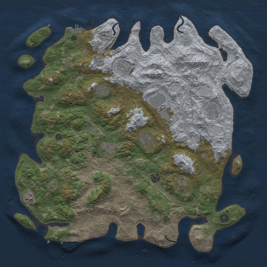 Rust Map: Procedural Map, Size: 4500, Seed: 7552887, 18 Monuments